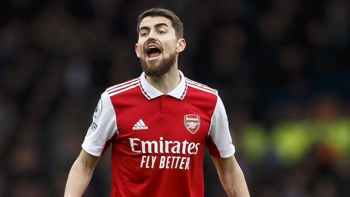 LIVERPOOL, ENGLAND - FEBRUARY 04: Jorginho of Arsenal during the Premier League match between Everton FC and Arsenal FC at Goodison Park on February 4, 2023 in Liverpool, United Kingdom. (Photo by Daniel Chesterton/Offside/Offside via Getty Images)