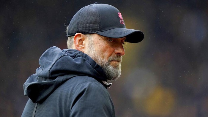Liverpool manager Jurgen Klopp looks on ahead of the English Premier League soccer match between Wolverhampton Wanderers and Liverpool, at Molineux Stadium, in Wolverhampton, England, Saturday, Feb. 4, 2023. (Tim Goode/PA via AP)