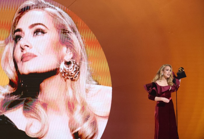 Adele Adele accepts the award for Best Pop Solo Performance for