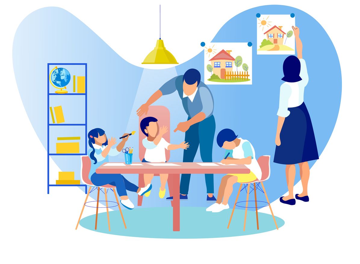 Ilustrasi hiasan dinding kelas.