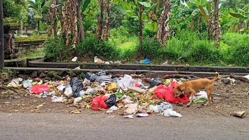 Sampah campuran masih dibuang oleh masyarakat yang ada di perkotaan Karangasem pada Senin (6/2/2023).