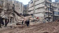 Begini kerusakan akibat gempa di Aleppo, Suriah.