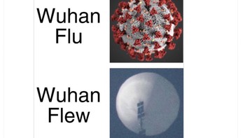 Kalau dulu ada Wuhan Flu atau Corona, kini ada Wuhan Flew (terbang) dalam bentuk balon. Foto: Twitter