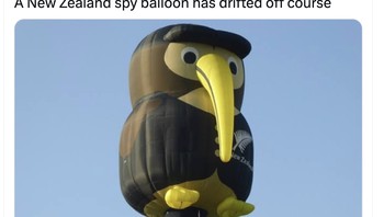 Balon asal Selandia Baru berbentuk seperti Kiwi. Foto: Twitter