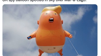 Kalau ini balon berbentuk mantan presiden Amerika Serikat Donald Trump. Foto: Twitter