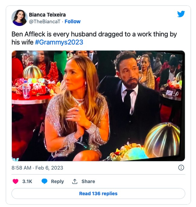 Ben Affleck adalah semua suami yang merasa terpaksa menghadiri acara kantor istrinya, seloroh lainnya. (Foto: Twitter)