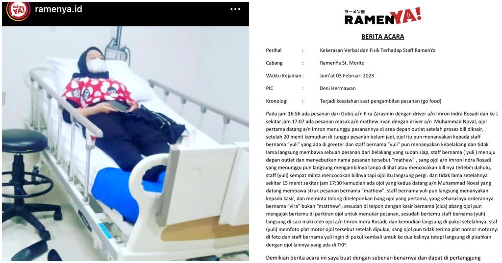 5 Fakta Kasus Pemukulan Pekerja Ramen-Ya oleh Ojek Online