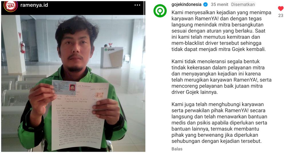 5 Fakta Kasus Pemukulan Pekerja Ramen-Ya oleh Ojek Online