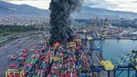 Potret Ratusan Kontainer di Pelabuhan Turki Terbakar Imbas Gempa