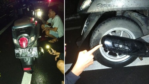 Kecelakaan di Jalan Raya Puputan, tepatnya depan Bank Pembangunan Daerah (BPD) Bali, Kecamatan Denpasar Timur, Kota Denpasar.