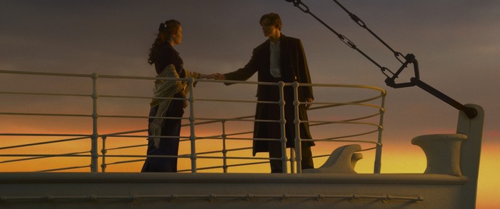 TITANIC (L-R): Leonardo DiCaprio as Jack and Kate Winslet as Rose in Titanic.