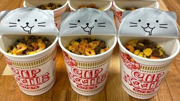 Jika membuka mie instan dalam cup akan menemukan kucing di tutupnya. Namun sebanyak 6% akan mendapat gambar Rubah Tibet. Foto: Boredpanda