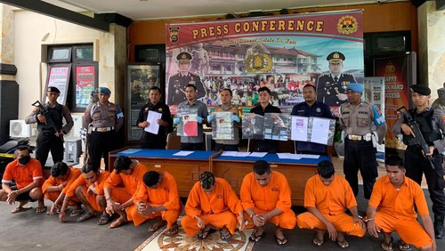 Pers rilis kasus curanmor di Polres Gianyar, Rabu (8/2/2023).