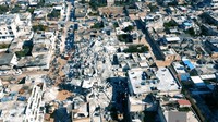 Begini foto udara Kota Aleppo, Suriah, yang hancur diguncang gempa.