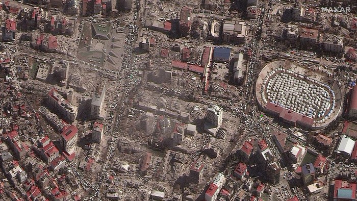 A satellite image shows the city of Nurdagi in Turkey, February 7, 2023. Planet Labs PBC/Handout via REUTERS THIS IMAGE HAS BEEN SUPPLIED BY A THIRD PARTY. MANDATORY CREDIT. NO RESALES. NO ARCHIVES.