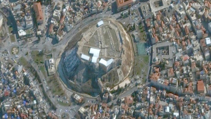 Foto Satelit Kota-kota di Turki Usai Gempa A satellite image shows the city of Nurdagi in Turkey, February 7, 2023. Planet Labs PBC/Handout via REUTERS THIS IMAGE HAS BEEN SUPPLIED BY A THIRD PARTY. MANDATORY CREDIT. NO RESALES. NO ARCHIVES.