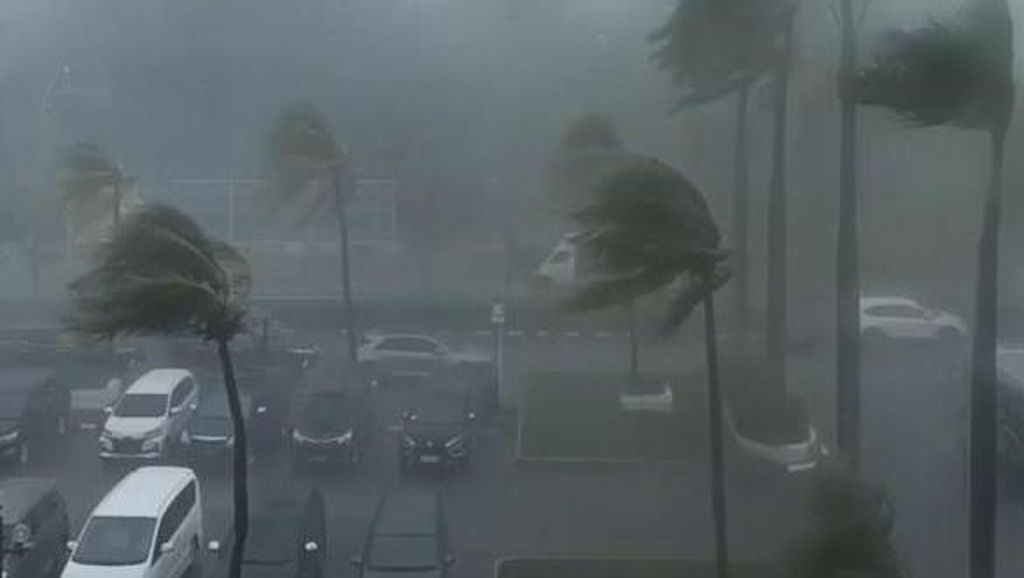 Viral Hujan Angin Kencang Terekam Video di Jakut sampai Pohon Bergoyang
