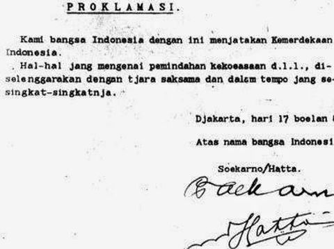 Naskah Teks Proklamasi Kemerdekaan Ketikan Sayuti Melik