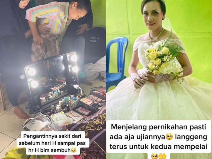Pengantin sakit dari sebelum hari H, tidak bisa berjalan MUA merias pengantin sambil tiduran. Pengantin akhirnya menggunakan kursi roda, viral di media sosial. Pengantin sakit dari sebelum hari H, tidak bisa berjalan MUA merias pengantin sambil tiduran. Pengantin akhirnya menggunakan kursi roda, viral di media sosial.
