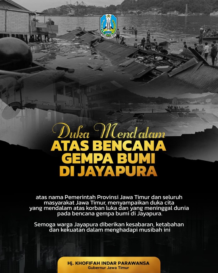 belasungkawa pemprov Jatim untuk korban gempa Papua
