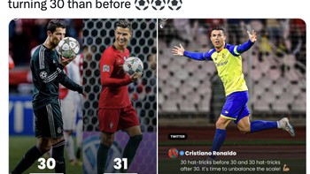 Bahkan, empat gol yang dicetaknya semalam ini merealisasikan janji terdahulu Ronaldo. Foto: Twitter