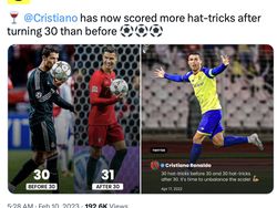 Meme Ronaldo Cetak Quattrick, Bukti Belum Habis Meski Berkarier di Arab