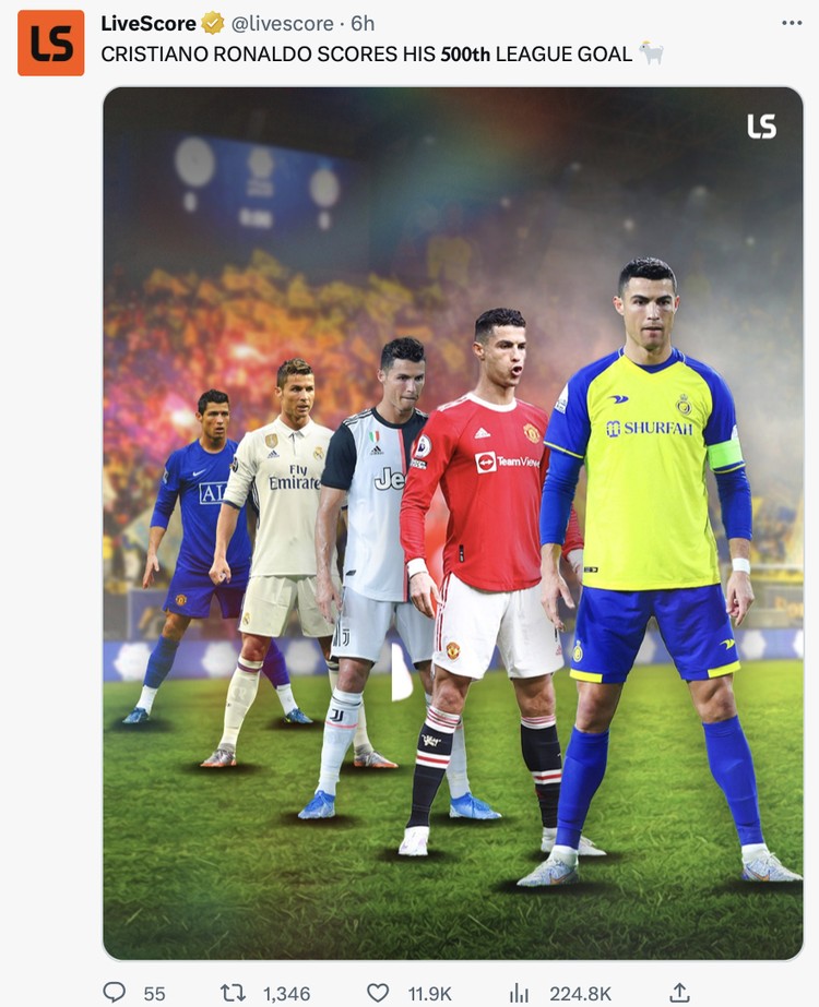 Cristiano Ronaldo memborong empat gol saat Al-Nassr melumat Al-Wehda semalam. Netizen langsung gempar karena CR7 belum habis.