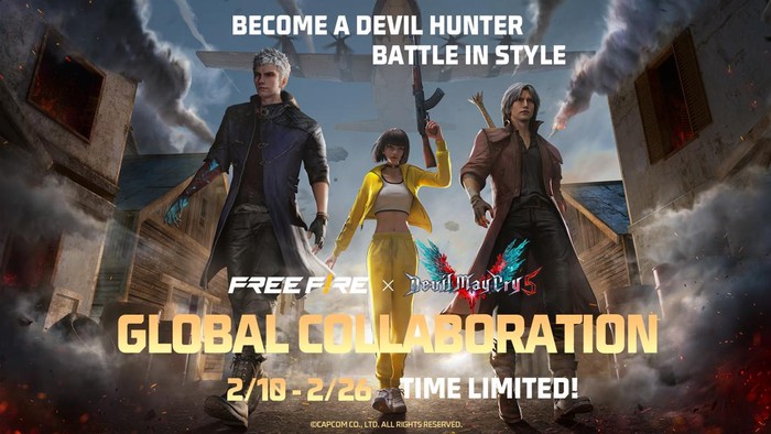 Kabar gembira untuk penggemar game battle royale besutan Garena. Pasalnya Free Fire menjalin kerja sama dengan game hack and slash ternama, Devil May Cry 5.