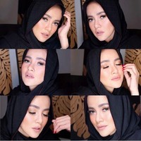 Olla Ramlan yang mengawali kariernya sebagai finalis ajang pemilihan Cover Girl Mode tahun 1997 membagikan foto selfie menggunakan hijab dan busana hitam. Ia kembali dikritik netizen karena memperlihatkan bagian leher. Foto: Dok. Instagram @ollaramlan.