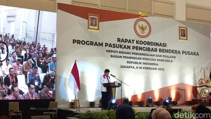 Kepala BPIP Yudian Wahyudi mengatakan program Paskibraka harus bersifat transparan dan berstandar guna menciptakan kaderisasi pemimpin yang berkarakter. (Anggi Muliawati/detikcom)