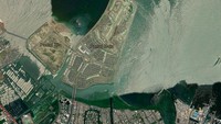 Penampalan Pulau C dan D yang di Kelurahan Kamal Muara, Kecamatan Penjaringan, Jakarta Pusat yang mulai terbangun. Foto: Esri Community Maps Contributors, Esri, HERE, Garmin, Foursquare, METI/NASA, USGS