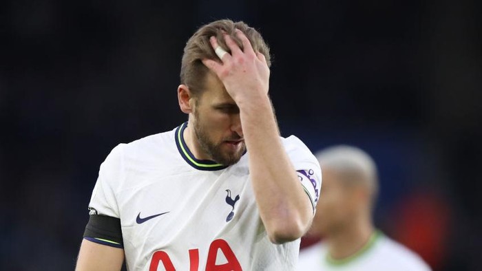 Tottenham Hotspurs Harry Kane during the Premier League match at the King Power Stadium, London. Picture date: Saturday February 11, 2023. (Photo by Isaac Parkin/PA Images via Getty Images)