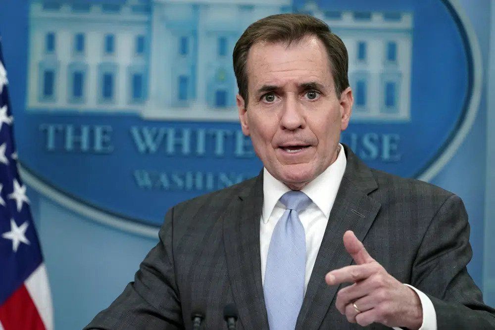 National Security Council spokesman John Kirby speaks during the daily briefing at the White House in Washington, Friday, Feb. 10, 2023. (AP Photo/Susan Walsh)