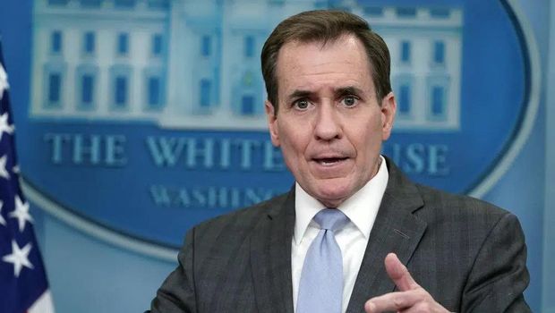 National Security Council spokesman John Kirby speaks during the daily briefing at the White House in Washington, Friday, Feb. 10, 2023. (AP Photo/Susan Walsh)