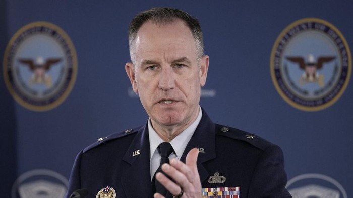 ARLINGTON, VIRGINIA - FEBRUARY 10: Pentagon Press Secretary Brig. Gen. Pat Ryder speaks during a press briefing at the Pentagon on February 10, 2023 in Arlington, Virginia. The Pentagon announced today that the U.S. military shot down an unidentified object that was flying over frozen waters of Alaska.   Drew Angerer/Getty Images/AFP (Photo by Drew Angerer / GETTY IMAGES NORTH AMERICA / Getty Images via AFP)