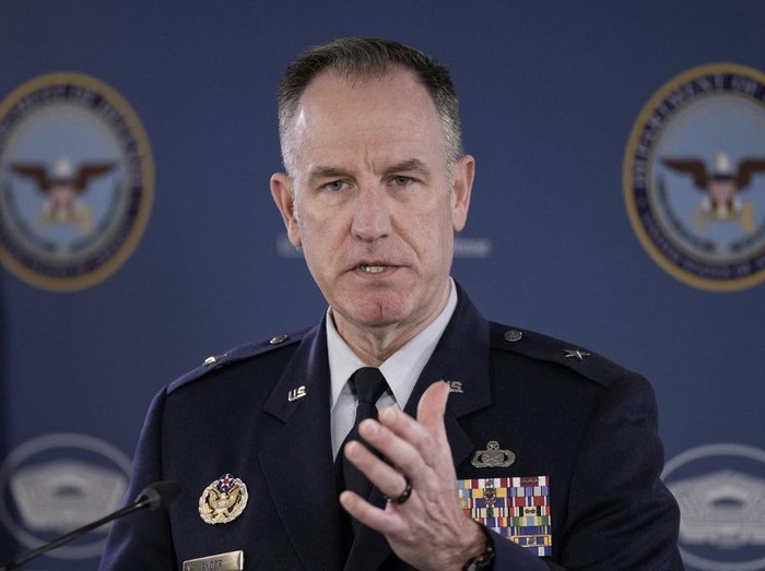 ARLINGTON, VIRGINIA - FEBRUARY 10: Pentagon Press Secretary Brig. Gen. Pat Ryder speaks during a press briefing at the Pentagon on February 10, 2023 in Arlington, Virginia. The Pentagon announced today that the U.S. military shot down an unidentified object that was flying over frozen waters of Alaska.   Drew Angerer/Getty Images/AFP (Photo by Drew Angerer / GETTY IMAGES NORTH AMERICA / Getty Images via AFP)