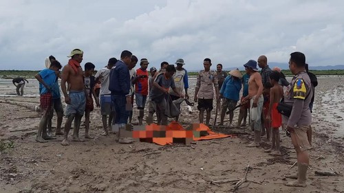 Penemuan potongan tubuh perempuan dan janin di Pantai Olio, Kelurahan Merdeka, Kecamatan Kupang Timur, Kabupaten Kupang, NTT, Sabtu (11/2/2023).