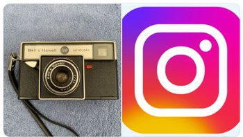 Logo Instagram mengambil bentuk dari kamera film zaman dulu. Anak zaman sekarang mungkin tidak pernah melihat benda ini. Foto: The Cultural Tutor/Twitter