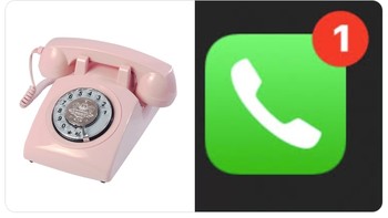 Ikon telepon di smartphone adalah dari telepon rumahan dengan nomor yang diputar. Benda ini juga semakin jarang ditemui. Foto: The Cultural Tutor/Twitter
