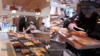 Ria SW juga mengunjungi bakery legendaris di Gwangju. Namanya Gungjeon Bakery yang sudah ada sejak 1973. Pilihan rotinya beragam, ada kreasi jadul hingga kekinian dengan bentuk lucu. Foto: YouTube Ria SW