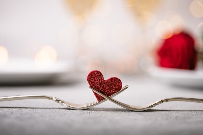 Festive place setting for Valentines day