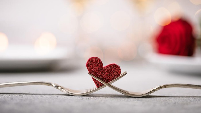 Festive place setting for Valentines day