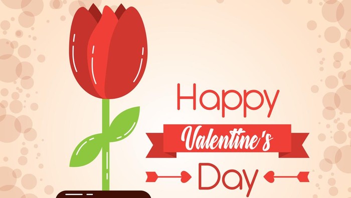Happy Valentines Day Poster or banner with cute font,sweet hearts and gift box on red background.Promotion and shopping template or background for Love and Valentines day concept