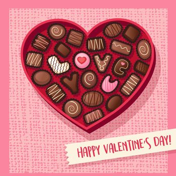 Happy Valentine's Day Poster or banner with cute font,sweet hearts and gift box on red background.Promotion and shopping template or background for Love and Valentine's day concept