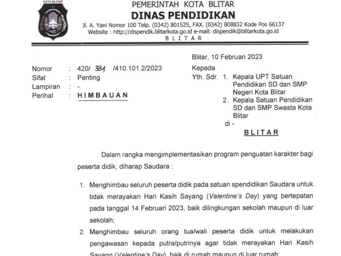 Pelajar di Blitar dilarang rayakan hari valentine