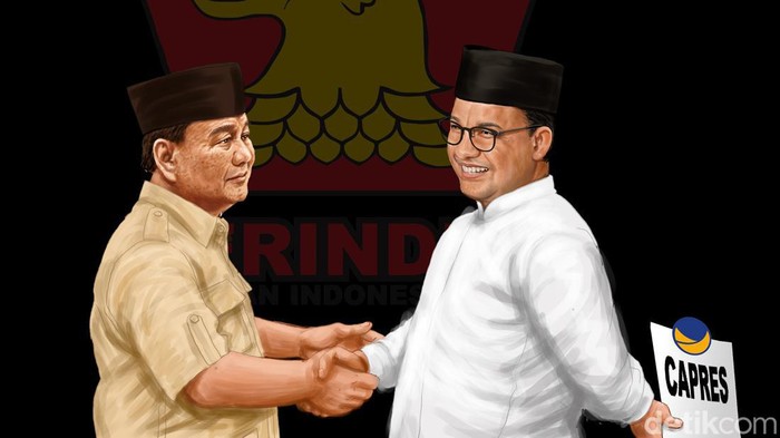 Ilustrasi Prabowo dan Anies maju Pilpres 2024.