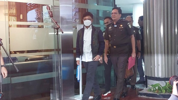 Johnny G Plate usai diperiksa Kejagung (Rumondang-detikcom)