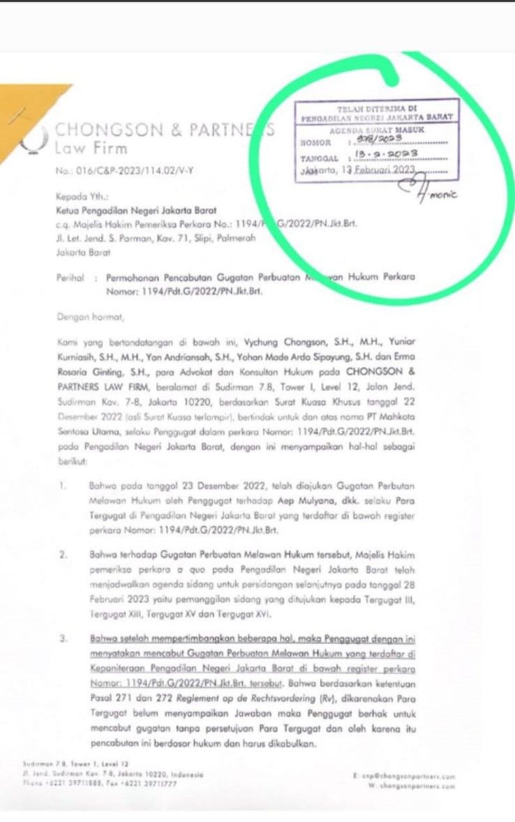 Meikarta Cabut Gugatan Rp 56 M ke Konsumen, Ini Isi Suratnya