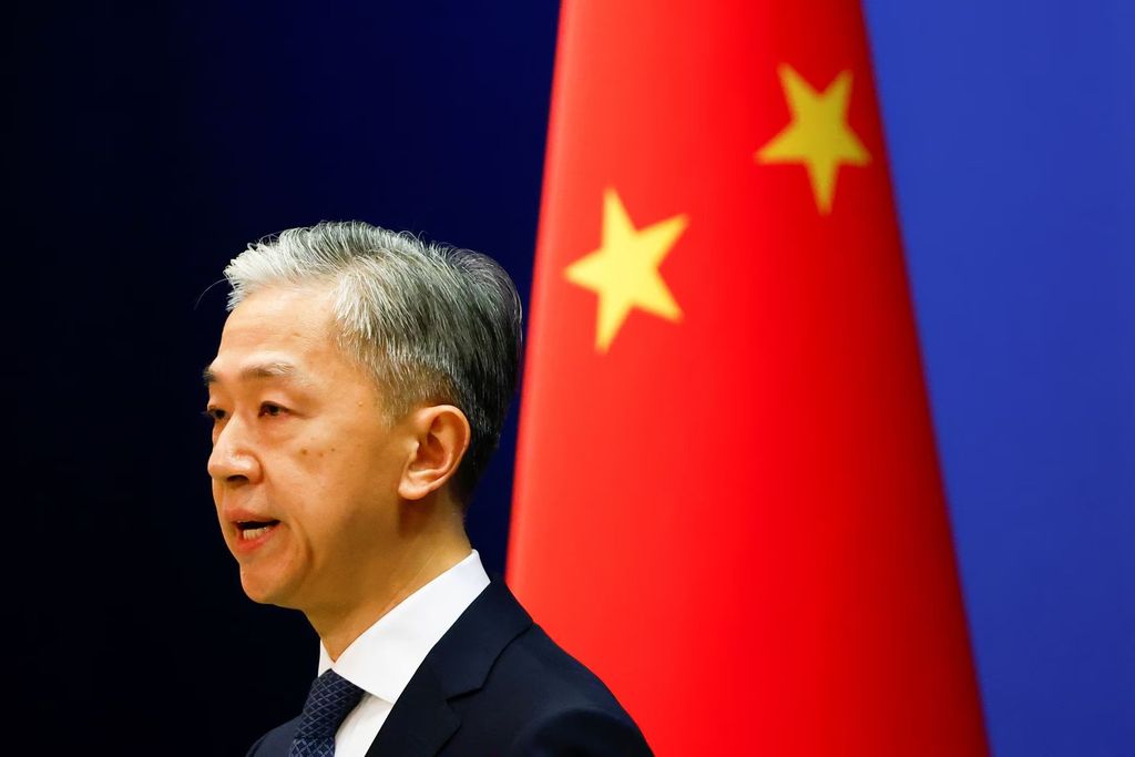 Chinese Foreign Ministry spokesperson Wang Wenbin speaks during a news conference in Beijing, China March 3, 2022. REUTERS/Carlos Garcia Rawlins