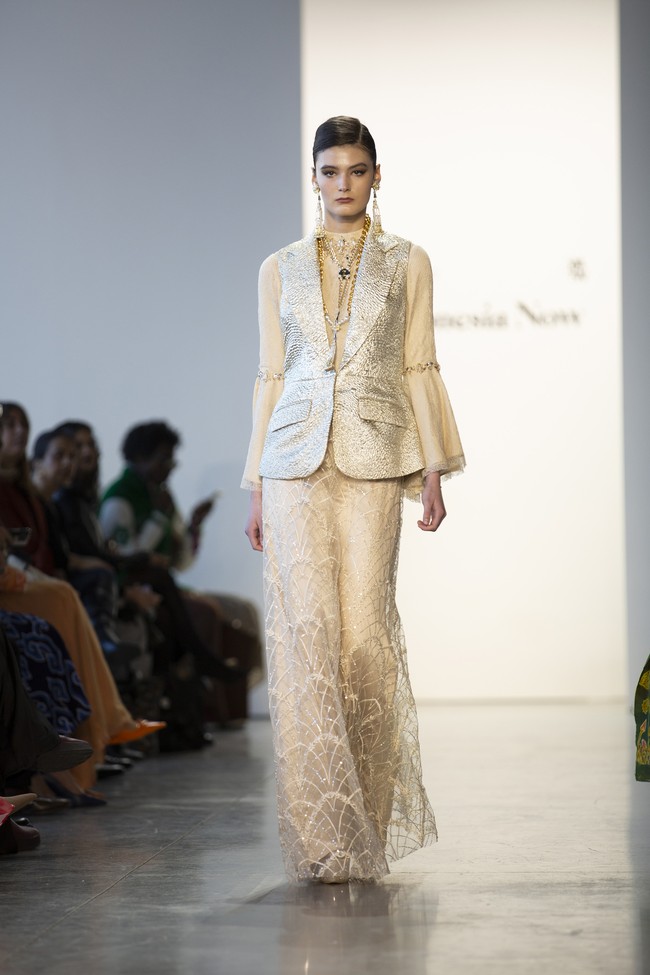 Fashion show Zeta Privé, brand busana lokal milik desainer sekaligus pengusaha muda Trisha Chas di New York Fashion Week 2023, Senin (13/2/2023). Foto: Dok. Trisha Chas/Zeta Prive